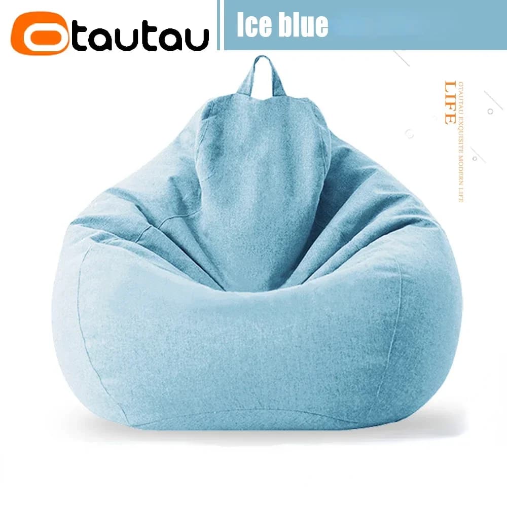 OTAUTAU rempli 70 cm pouf canapé avec remplissage grand coton lin paresseux pouf chambre chaise bouf