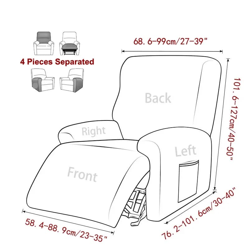Housse de canapé inclinable 1/2/3 places, Jacquard, couleur unie, coussin extensible, couleur unie, 