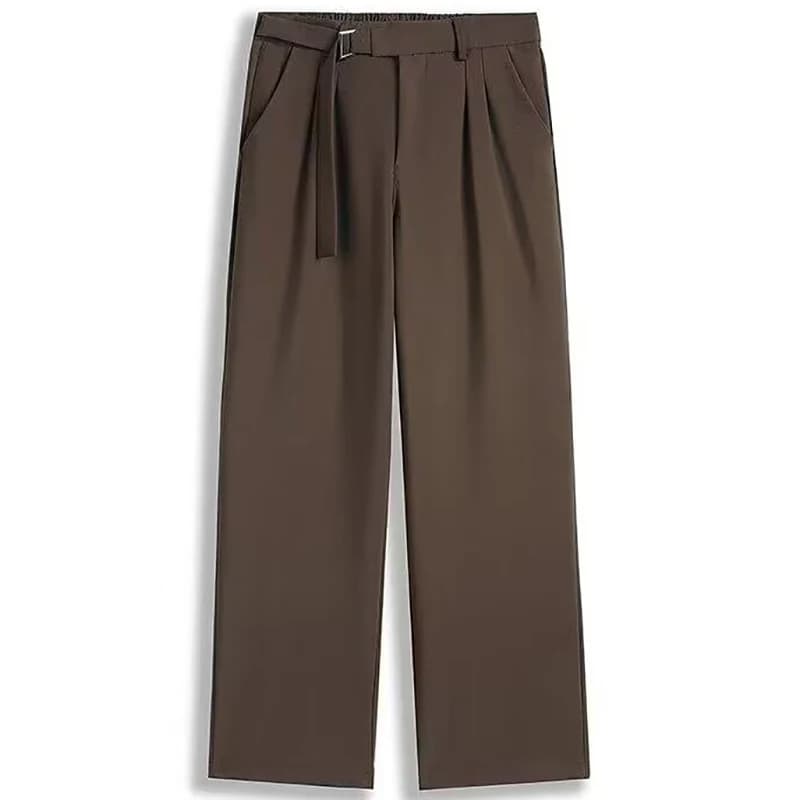Pantalon de Costume Homme Taille Haute Printemps-Été, Coupe Droite Ample et Décontractée, Jambe Larg