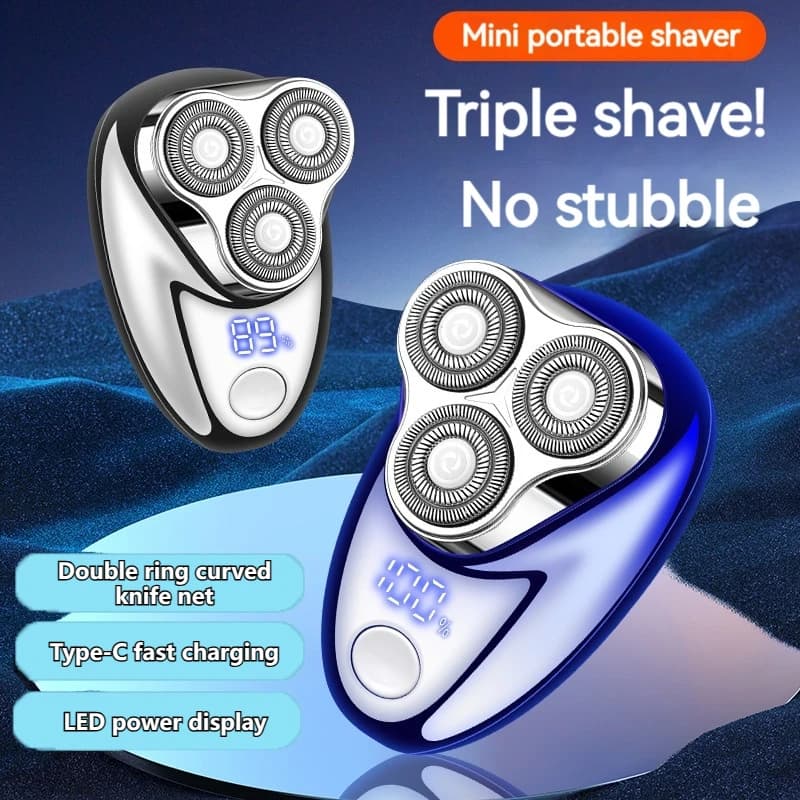 Mini rasoir électrique pour hommes, couteau à barbe portable TYPE-C chargeant des rasoirs à trois tê