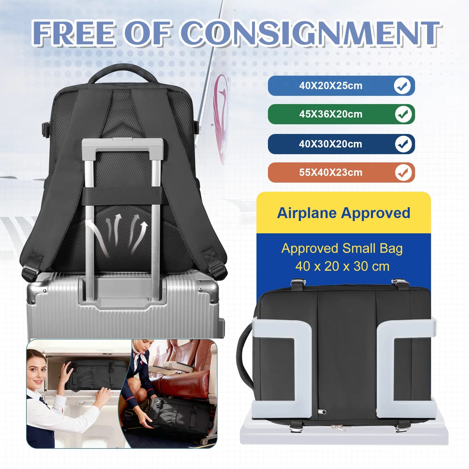 Sac de rangement pour vêtements, sac à dos de rangement pour articles personnels, sac à dos Ryanair 
