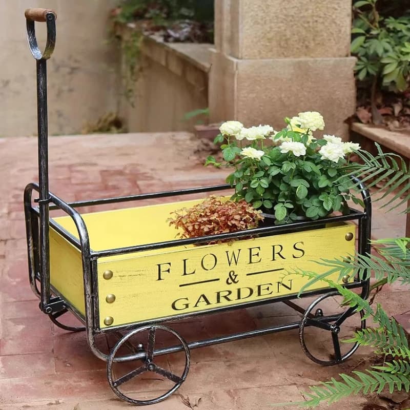 Chariot de jardin en fer forgé pour plantes d'extérieur, support décoratif pour balcon, chariot créa