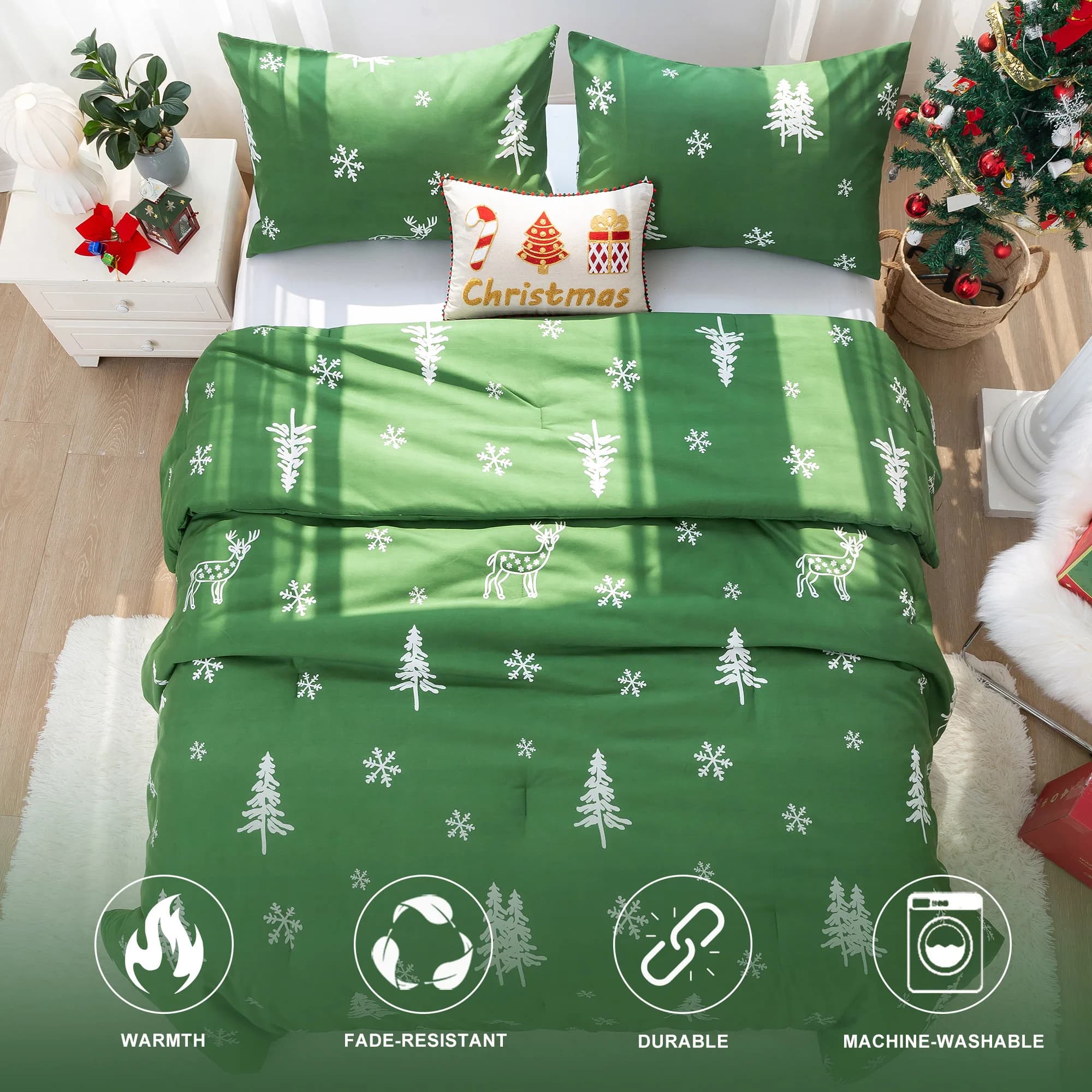 Couette de lit en polycoton doux taille Queen, ensemble de literie en duvet avec couvre-oreiller
