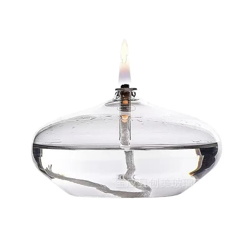 Bougeoir plat en verre Transparent fabriqué à la main, lampe à huile, avec un noyau lumineux, peut ê