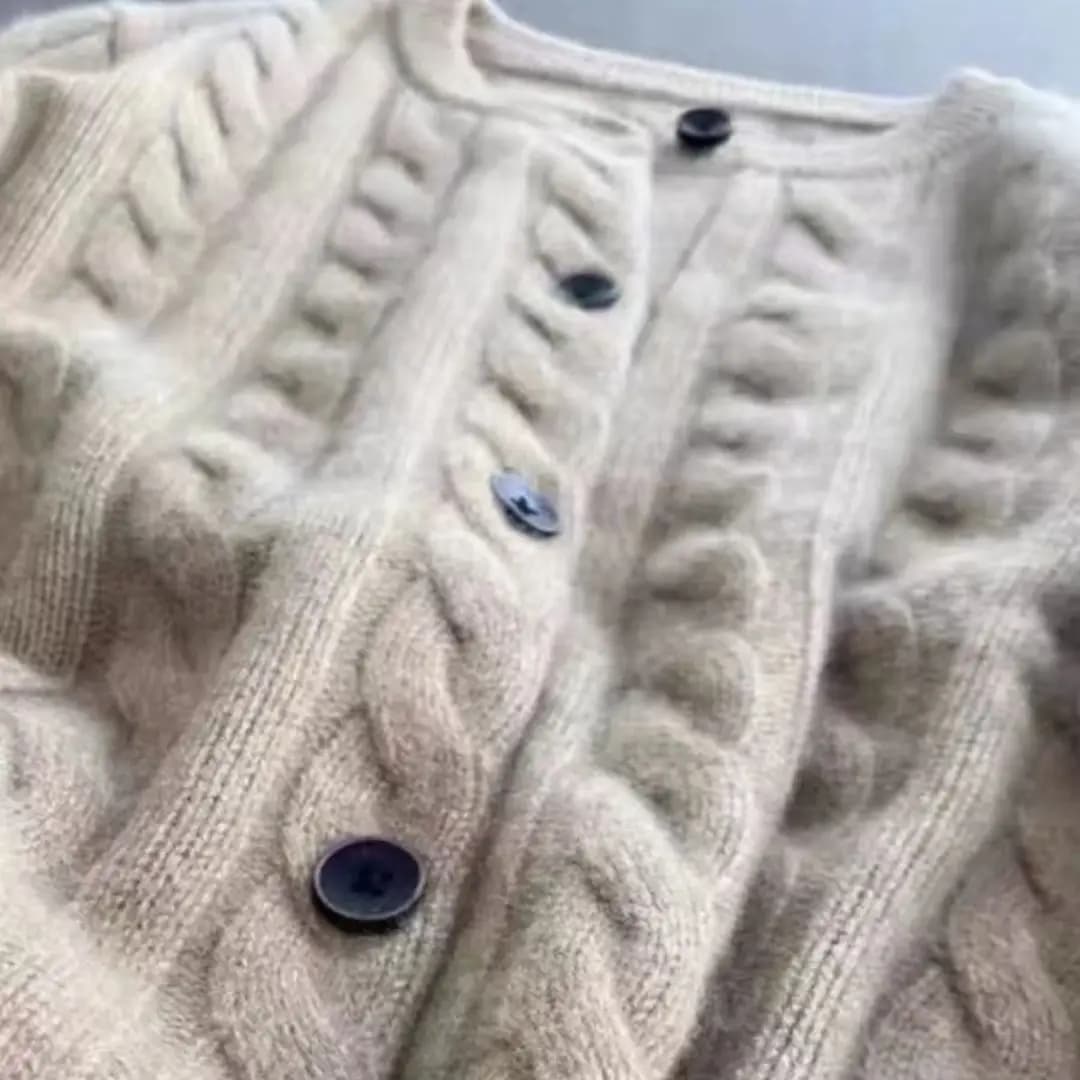WinvyNee femmes laine mérinos Cardigans pull solide col rond torsion décontracté tricoté hauts hiver