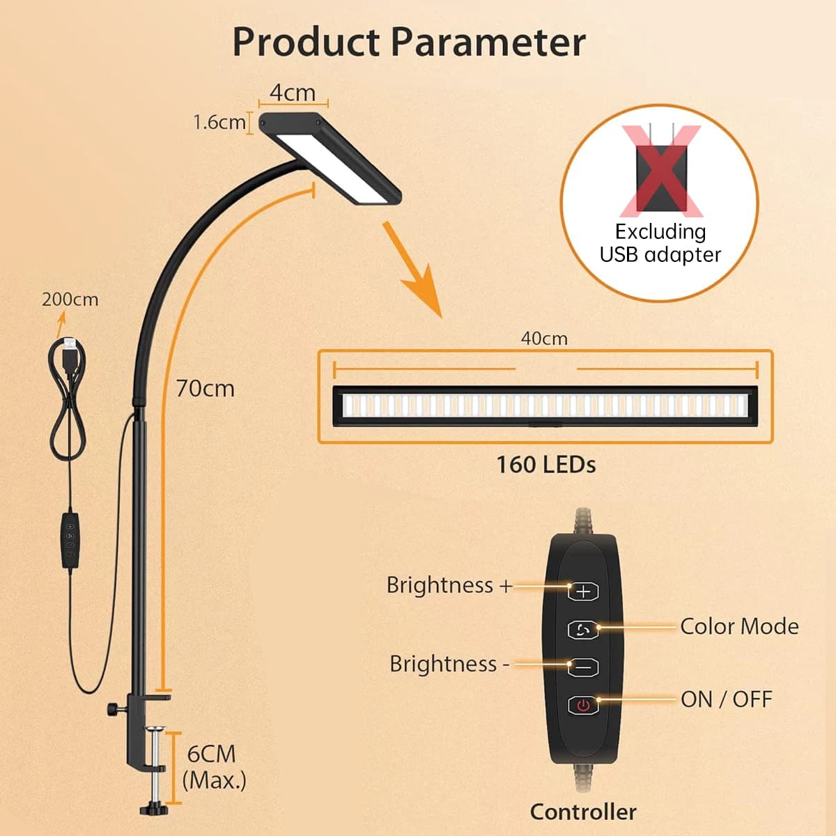 Lampe de bureau LED à col de cygne flexible réglable, lampe de bureau attentive pour les yeux, grada