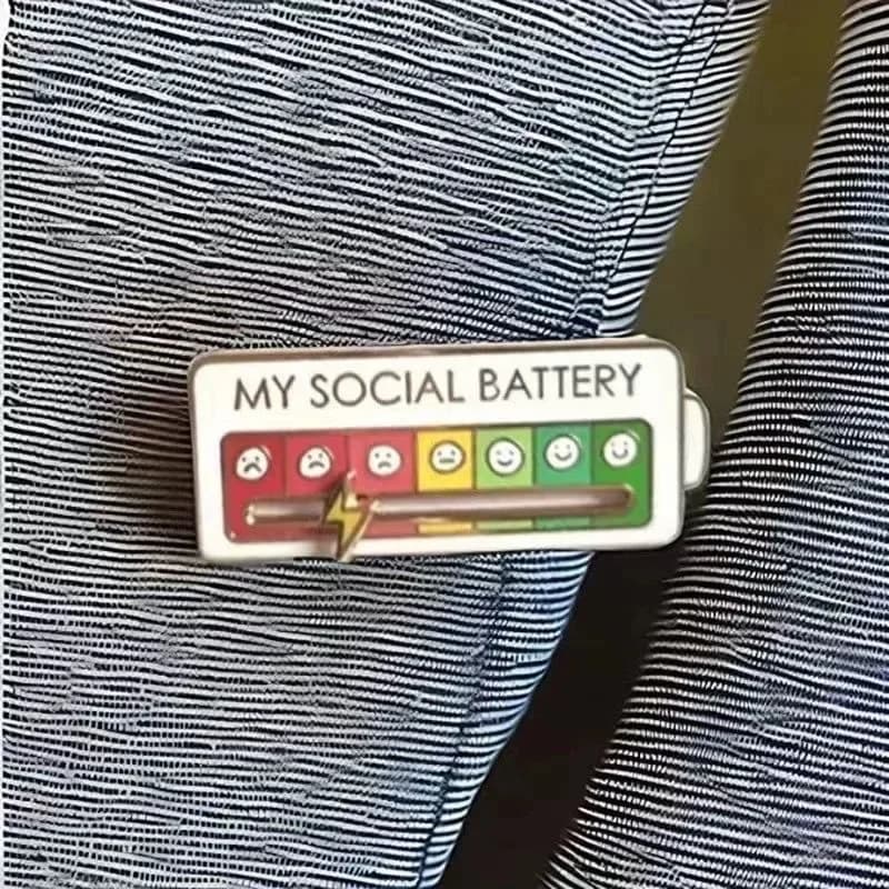 Broche d'énergie de Conversion d'humeur créative, Badge en métal de puissance sociale coulissant per