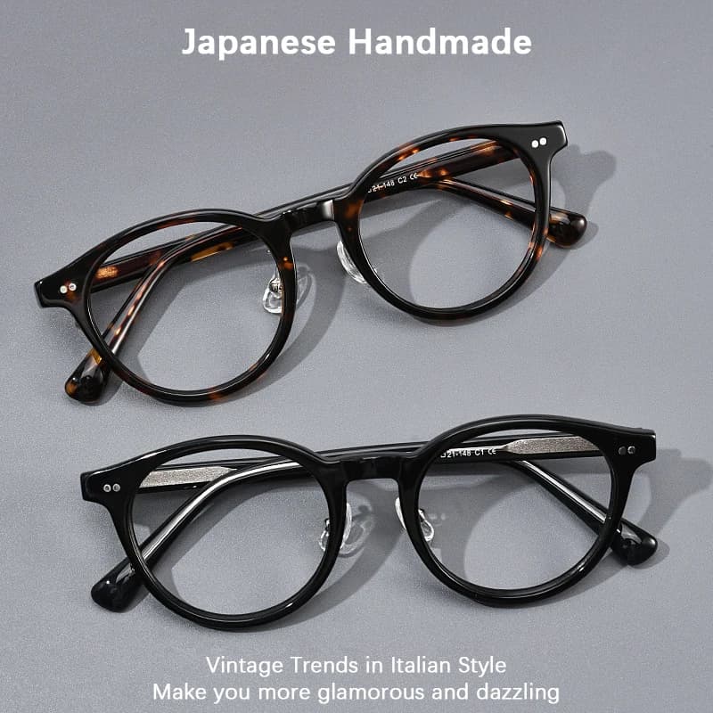 Monture de lunettes vintage ronde en acétate pour hommes et femmes, style décontracté professionnel,