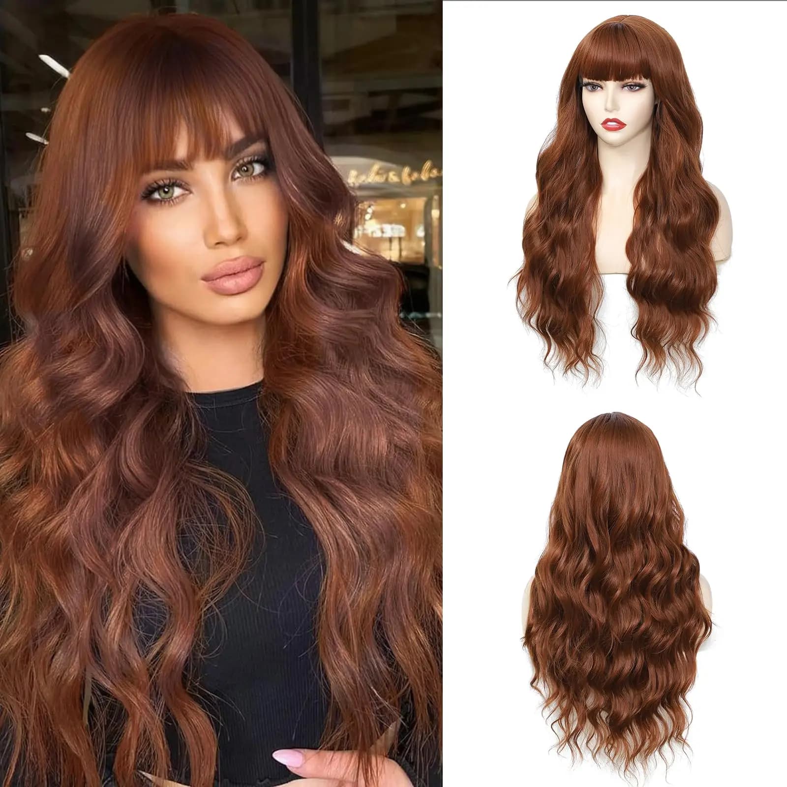 Grande perruque synthétique ondulée marron clair pour cosplay d'Halloween, cheveux festifs quotidien