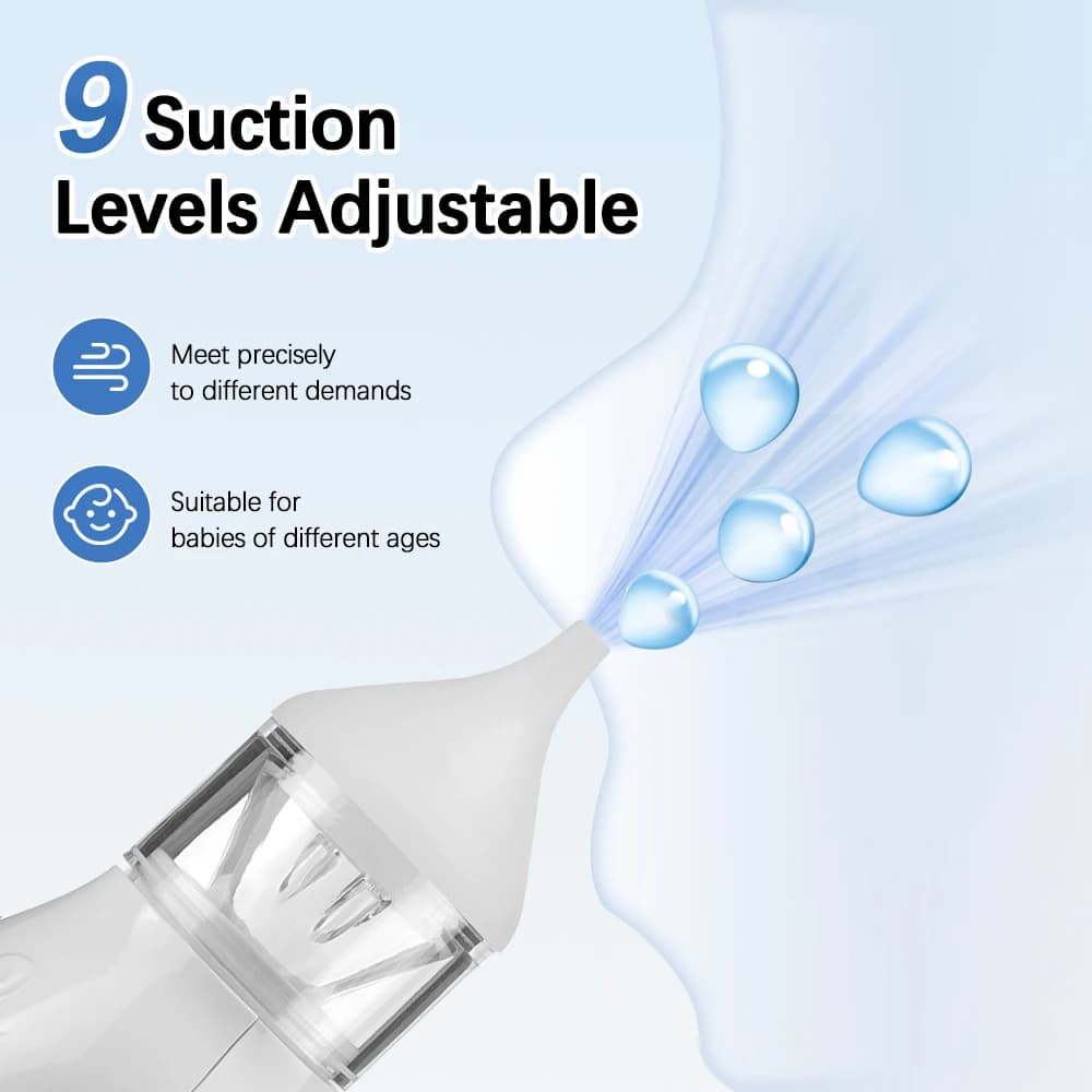 Aspirateur Nasal électrique pour bébé, à faible bruit, 9 niveaux d'aspiration, nettoyeur de nez Rech