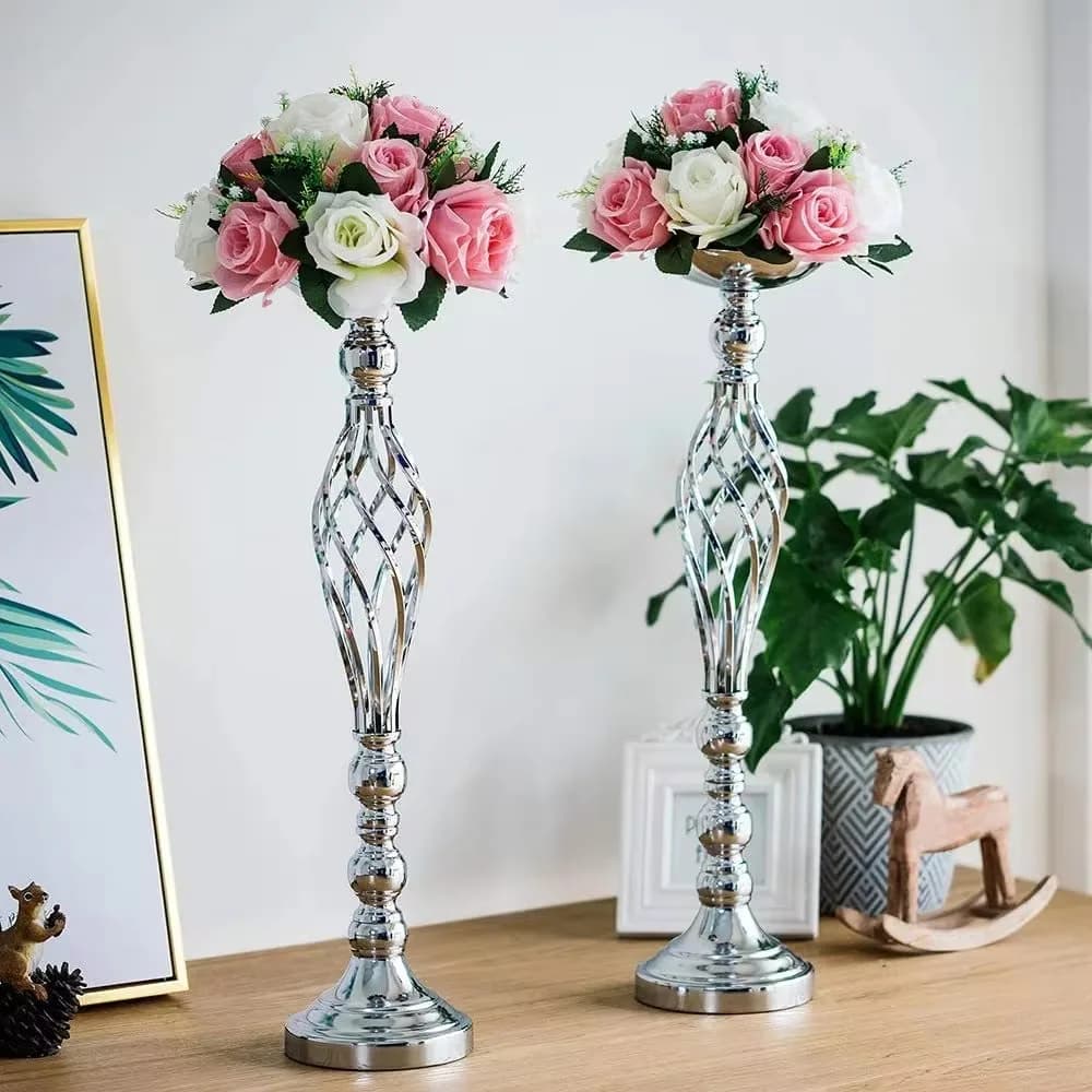 Bougeoir de table en fer doré pour la maison, vase, chemin torsadé, fleur de mariage, accessoires de