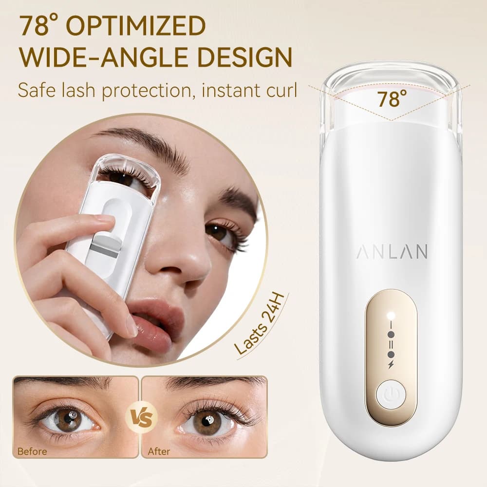 ANLAN Recourbe-cils électrique Large ouverture Rechargeable Rehaussement des cils jusqu'à 24 h Contr