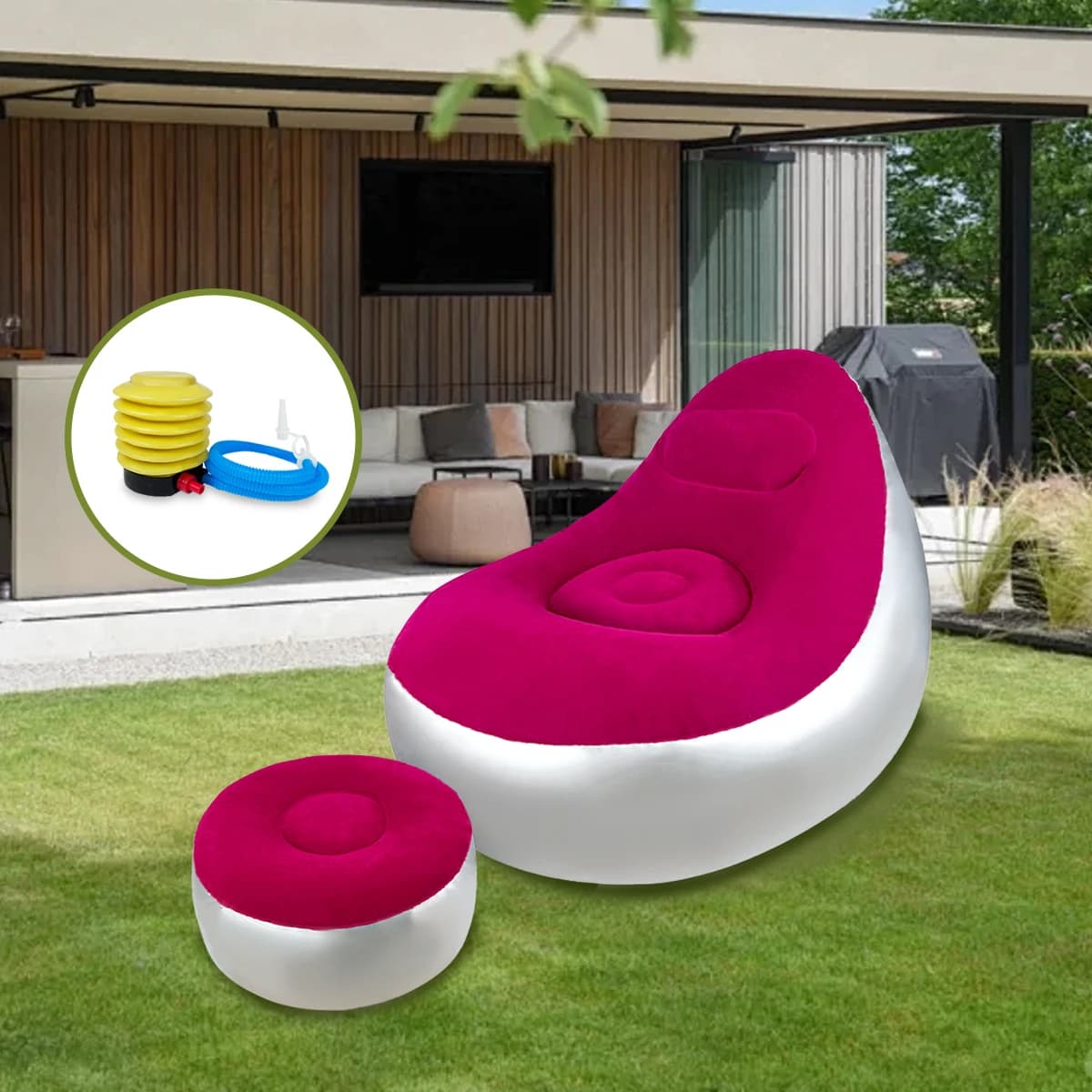 Canapé paresseux gonflable, chaise pliante et Portable avec tabouret de pied, canapé à Air pour salo