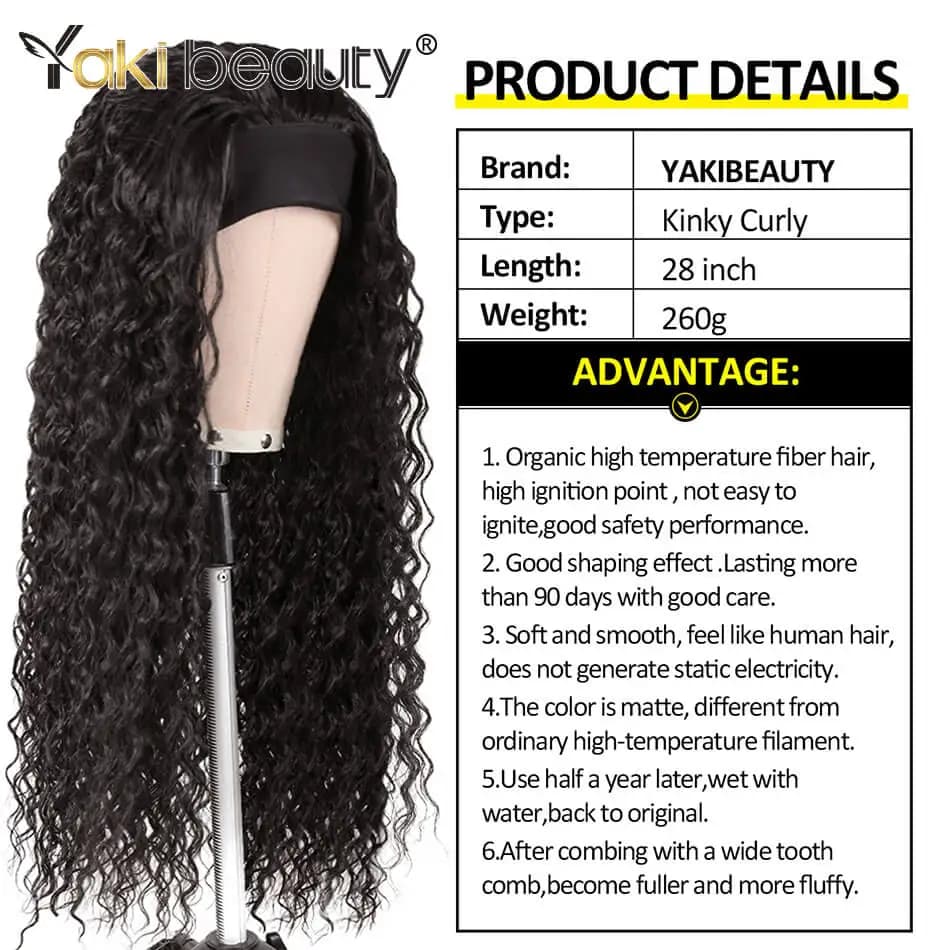 Perruques synthétiques longues et crépues bouclées, 28 pouces, bandeau de glace pour femmes noires, 
