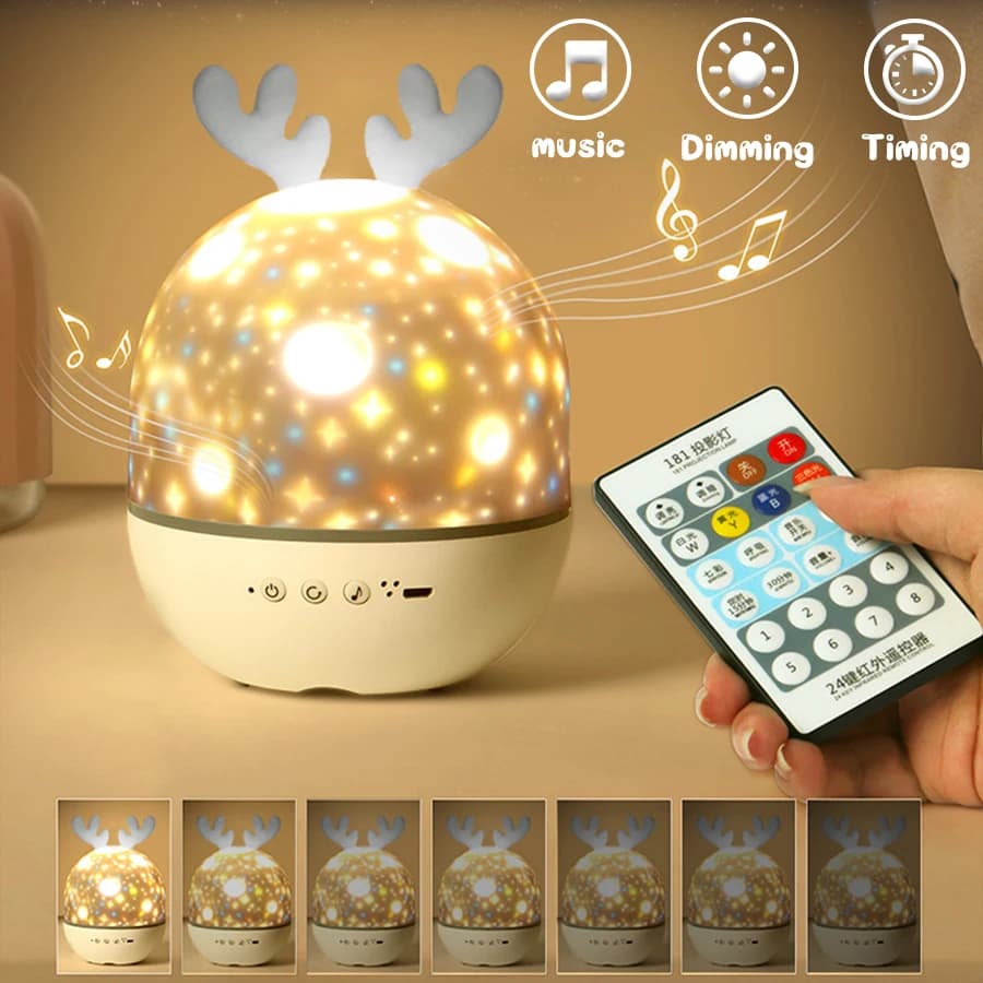 Projecteur de musique rotatif pour enfants, veilleuse d'anniversaire, cadeau de noël, Bluetooth, Pro