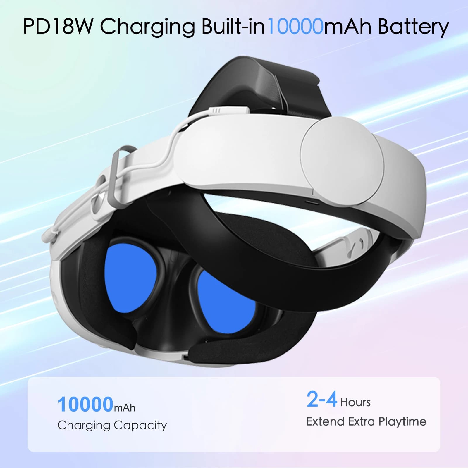 Sangle de tête 10000mAh, batterie pour casque Meta Quest 3/Quest 3S VR, remplacement de sangle Elite