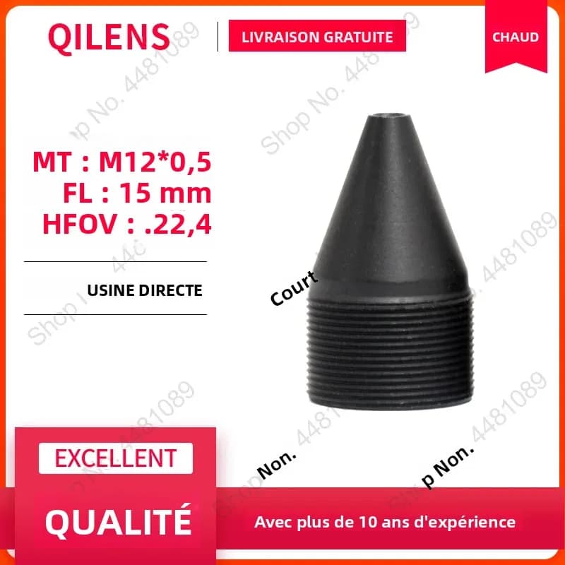 Objectif QILENS M12 FL 15mm Pinhole pour 1/3 CCDMini CCTV HD 2.0 mégapixels pour caméras de sécurité