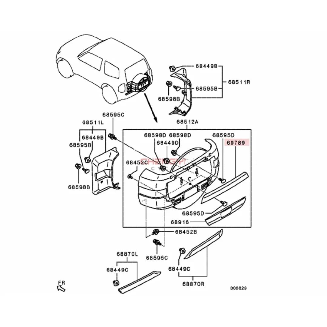 Cache-roue de secours, lampe de plaque d'immatriculation, garniture de panneau supérieur pour Pajero