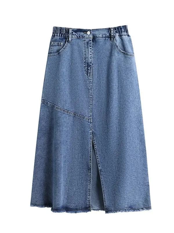 Jupe en jean fendue en une étape pour femme, 150 noix, grande taille, 5XL, 6XL, 7XL, 8XL, 9XL, ligne