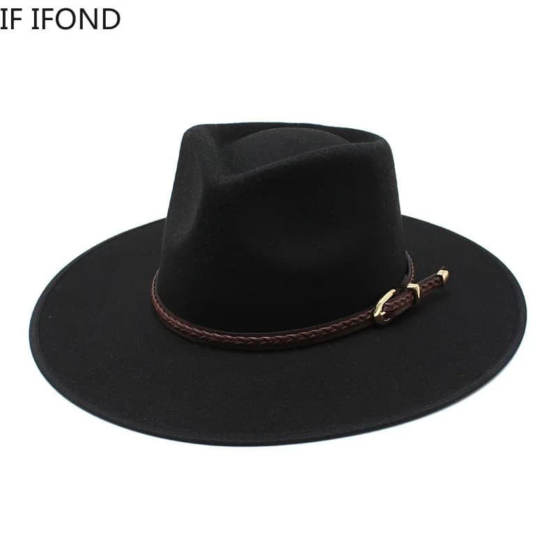 Chapeau Fedora en laine pour hommes et femmes, Simple, à large bord, Vintage, en feutre, Jazz, nouve