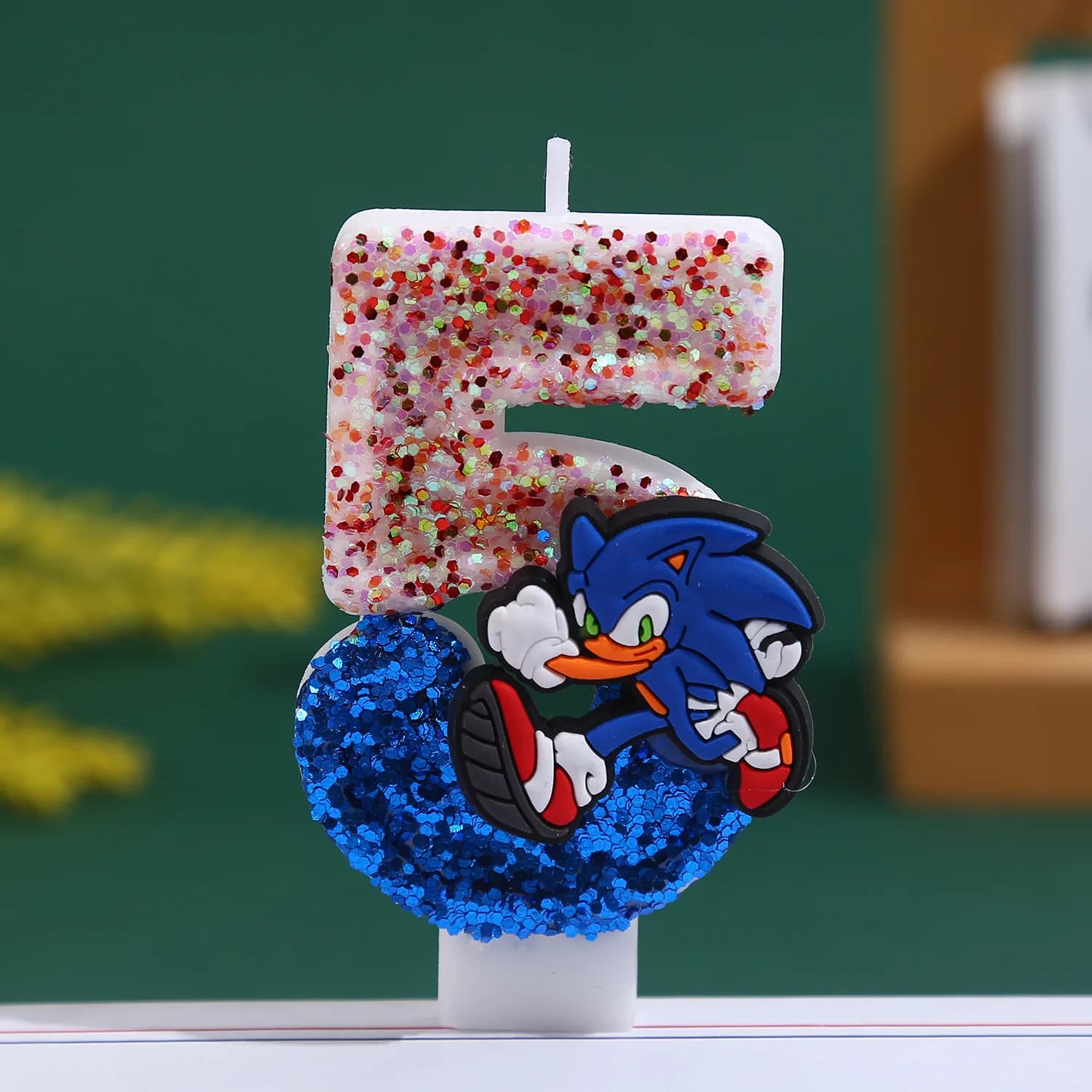 Bougie Sonices bleue 0-9 chiffres, personnage d'anniversaire pour enfant, décorations de gâteau d'an