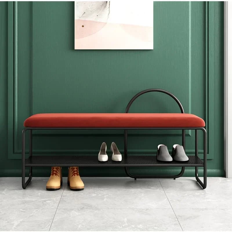 Meuble de salon nordique T1 avec coussin souple, siège à chaussures peu encombrant pour couloir, ban
