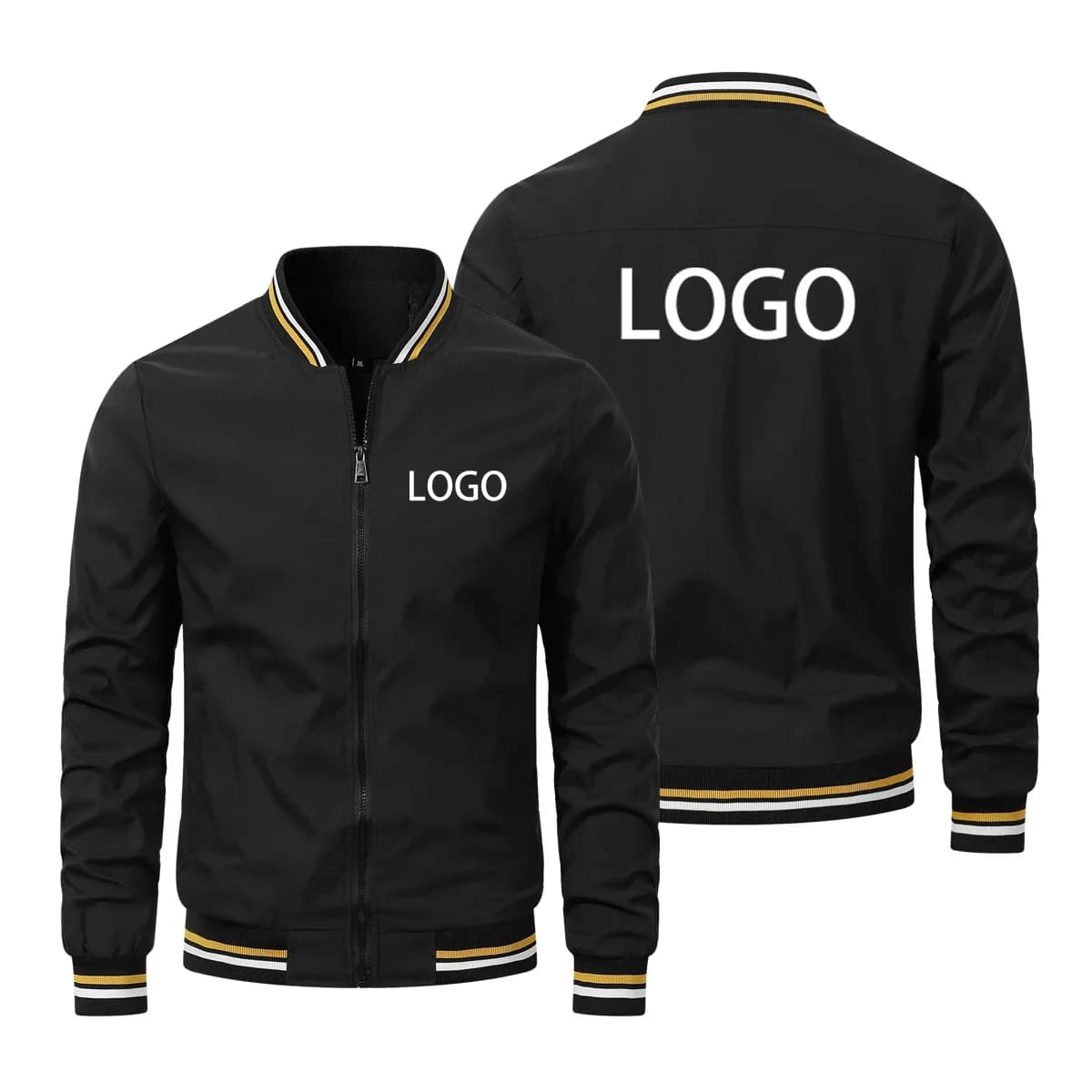 Logo personnalisé hommes vestes marque printemps automne coupe-vent impression manteau à glissière c