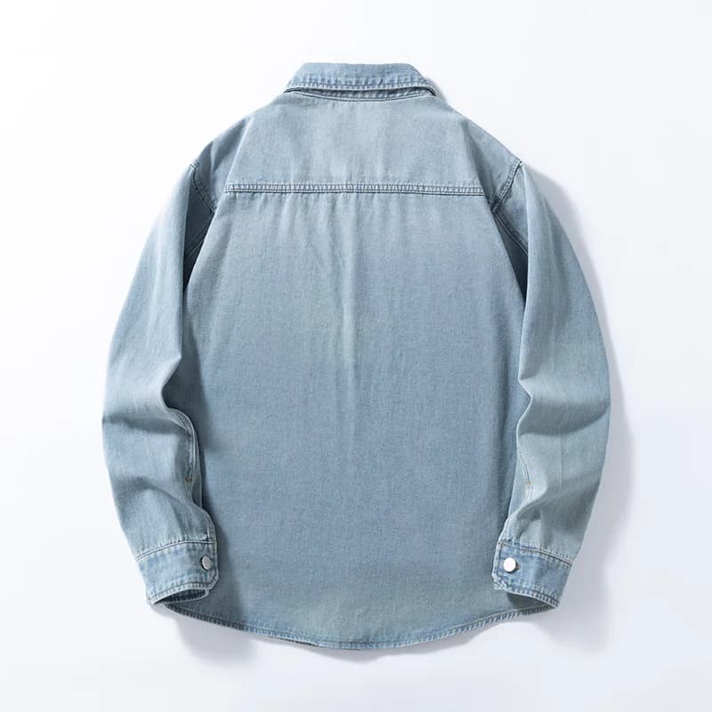 Chemise ample en denim fin et non extensible pour hommes, style américain, polyvalente, Vintage