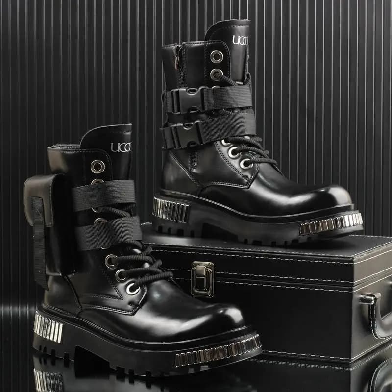 Bottes de moto britanniques à l'offre elles épaisses pour hommes, haut, blanc, velours, moyen, chaud