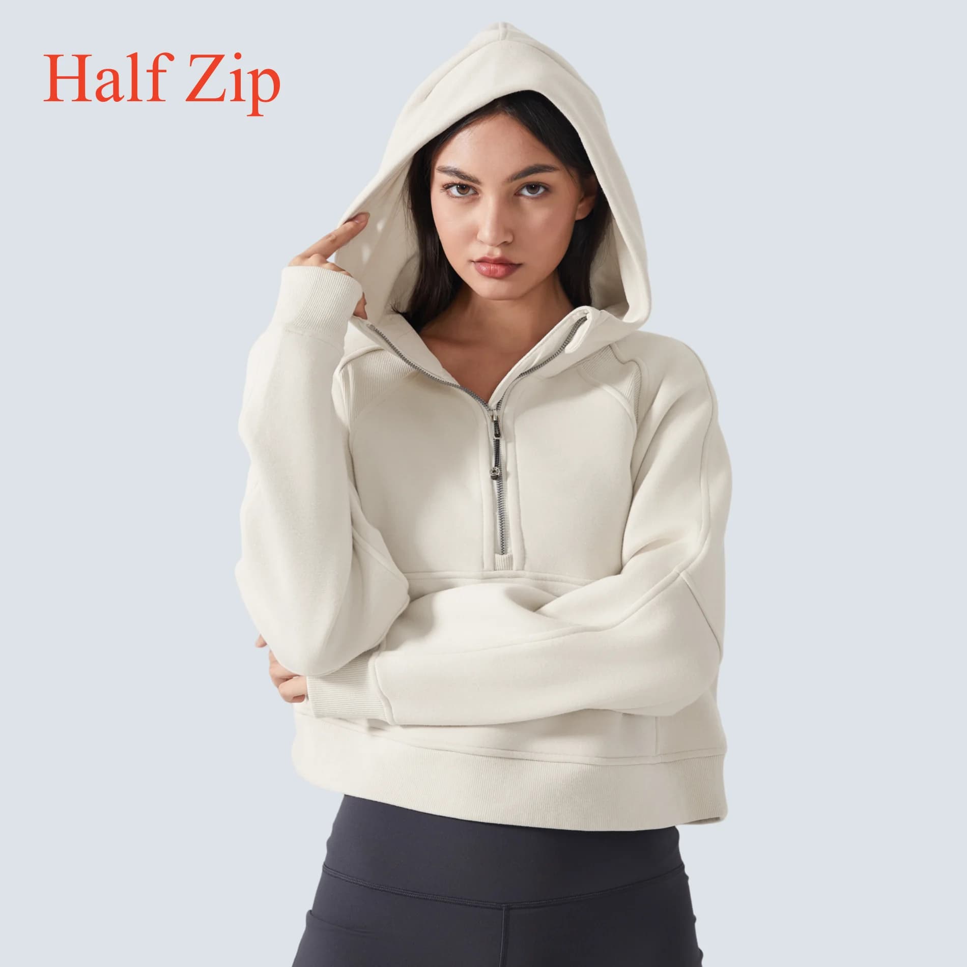 Sweat-shirt à Capuche avec Fermeture Éclair Complète pour Femme, Vêtement d'Hiver Chaud, Manteau de 