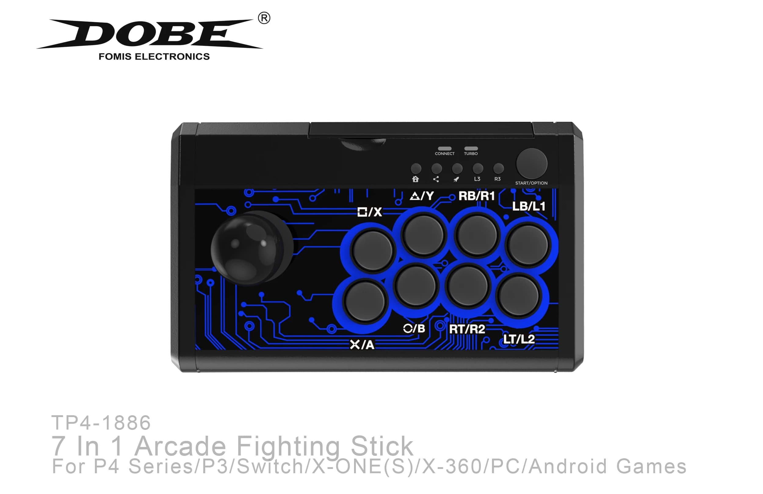 DOBE 7 In1 USB Arcade Fight Stick contrôleur de manette de combat de rue pour PS3/PS4/XBOX ONE/XOBX 