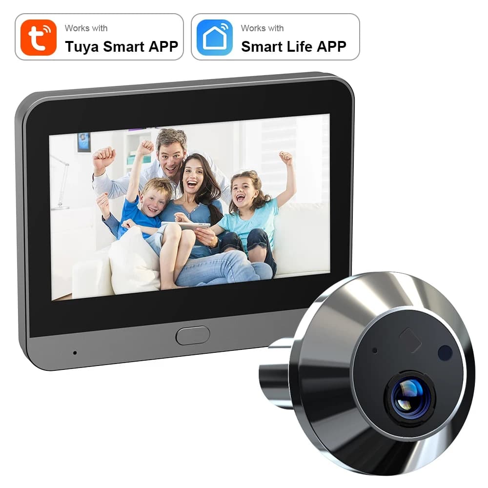 Mini Vie Intelligente Tuya 3MP 140 °   Grand Angle de vue 2.4Ghz WiFi porte magique judas oeil PIR c