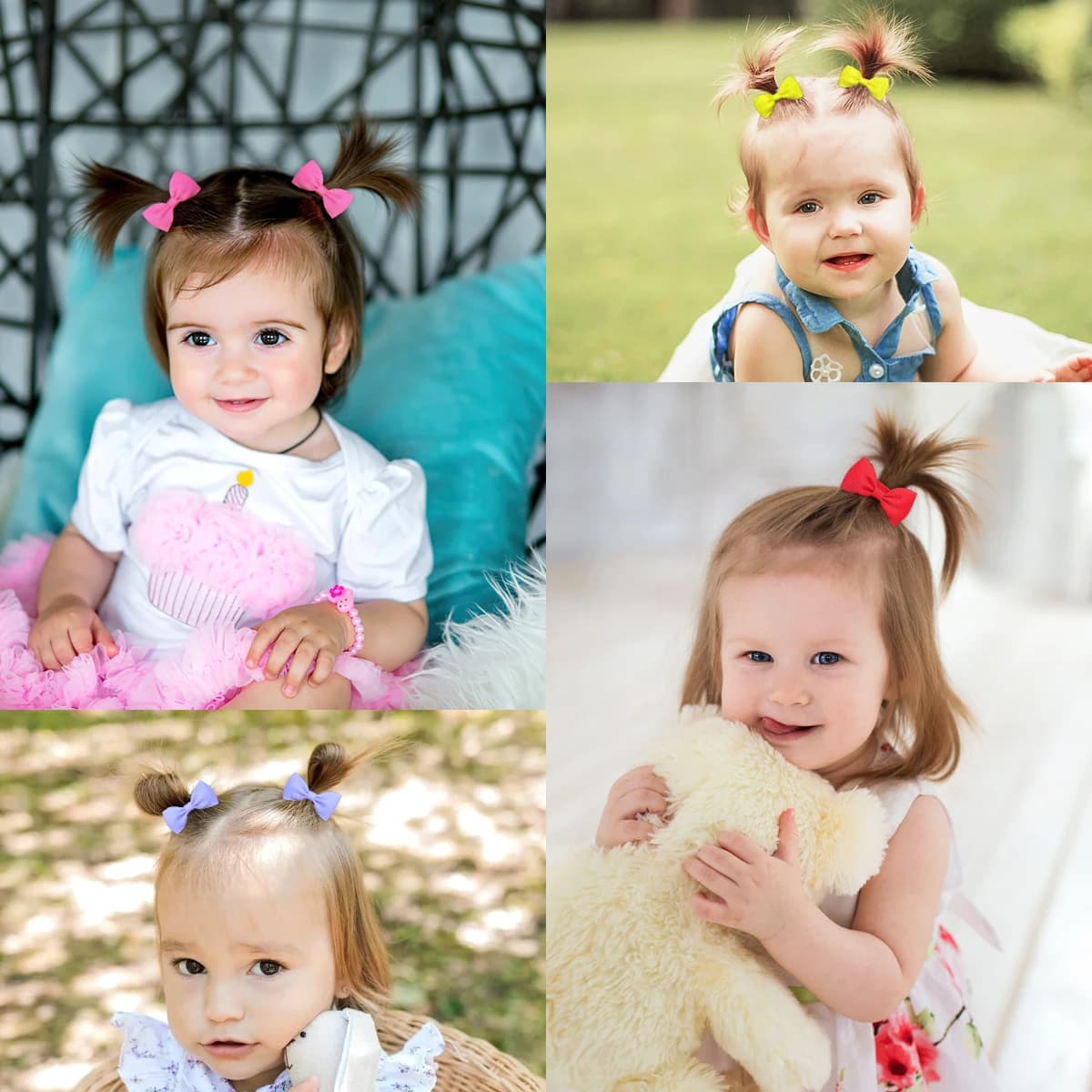 40/60/80 Élastiques à cheveux pour bébés filles, nœuds de 2 pouces, élastiques en caoutchouc, rubans