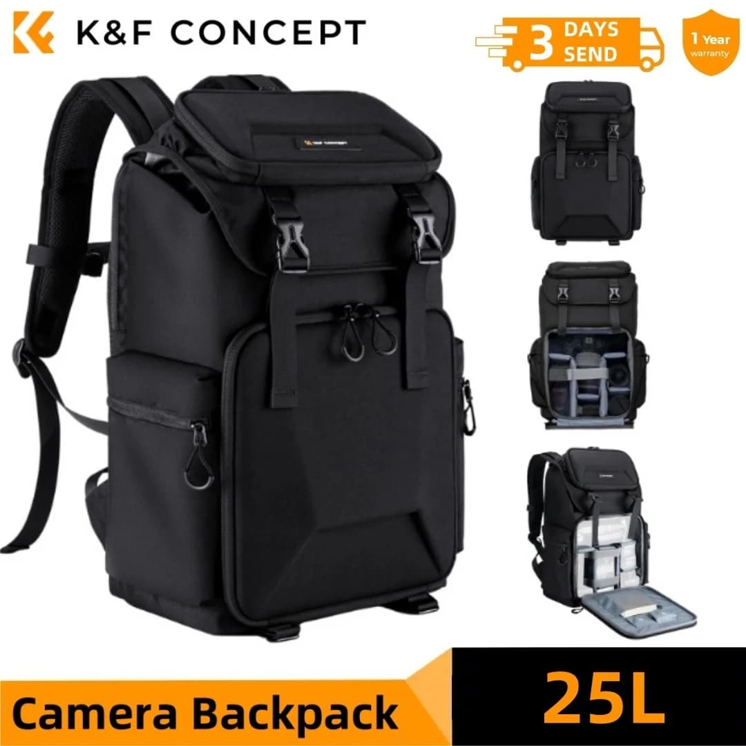 Sac à dos K&F CONCEPT 25L avec compartiment pour ordinateur portable 15,6 pouces, étui pour appareil