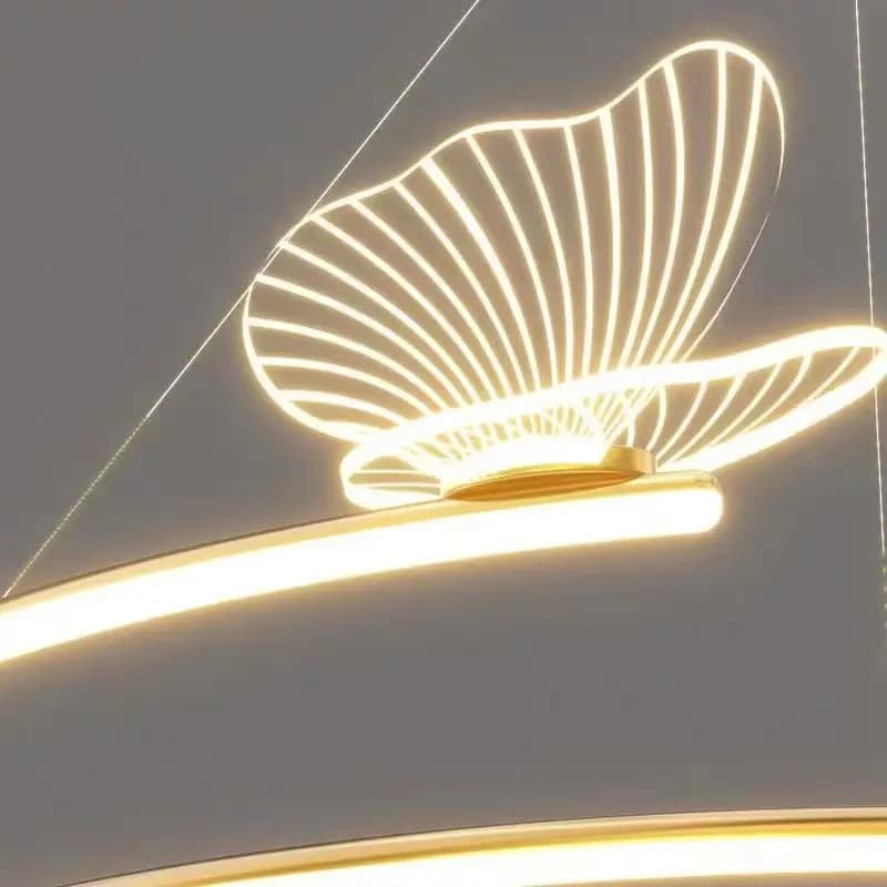 Plafonnier LED en Forme d'Anneau en Métal, Design Nordique Créatif, Art localité, Lampe Papillon en 