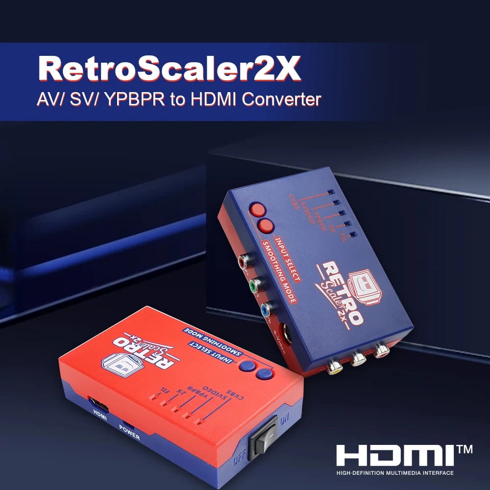 RetroScaler2x AV vers HDMI ®   Convertisseur et ligne-doubulleur pour consoles de jeux rétro PS2 N64