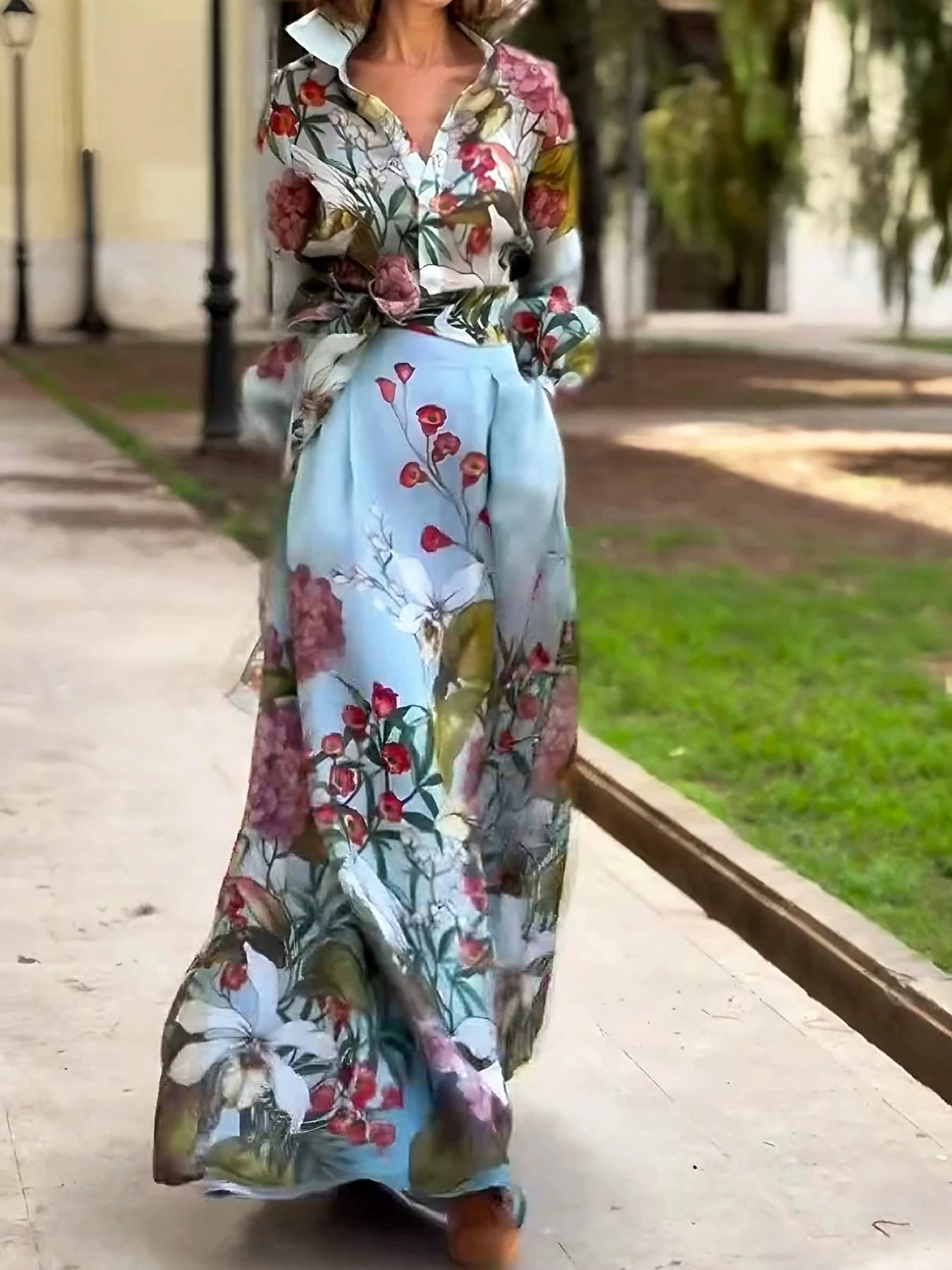 Nouveau style d'automne et d'hiver, style de vacances élégant et romantique, ensemble deux pièces de