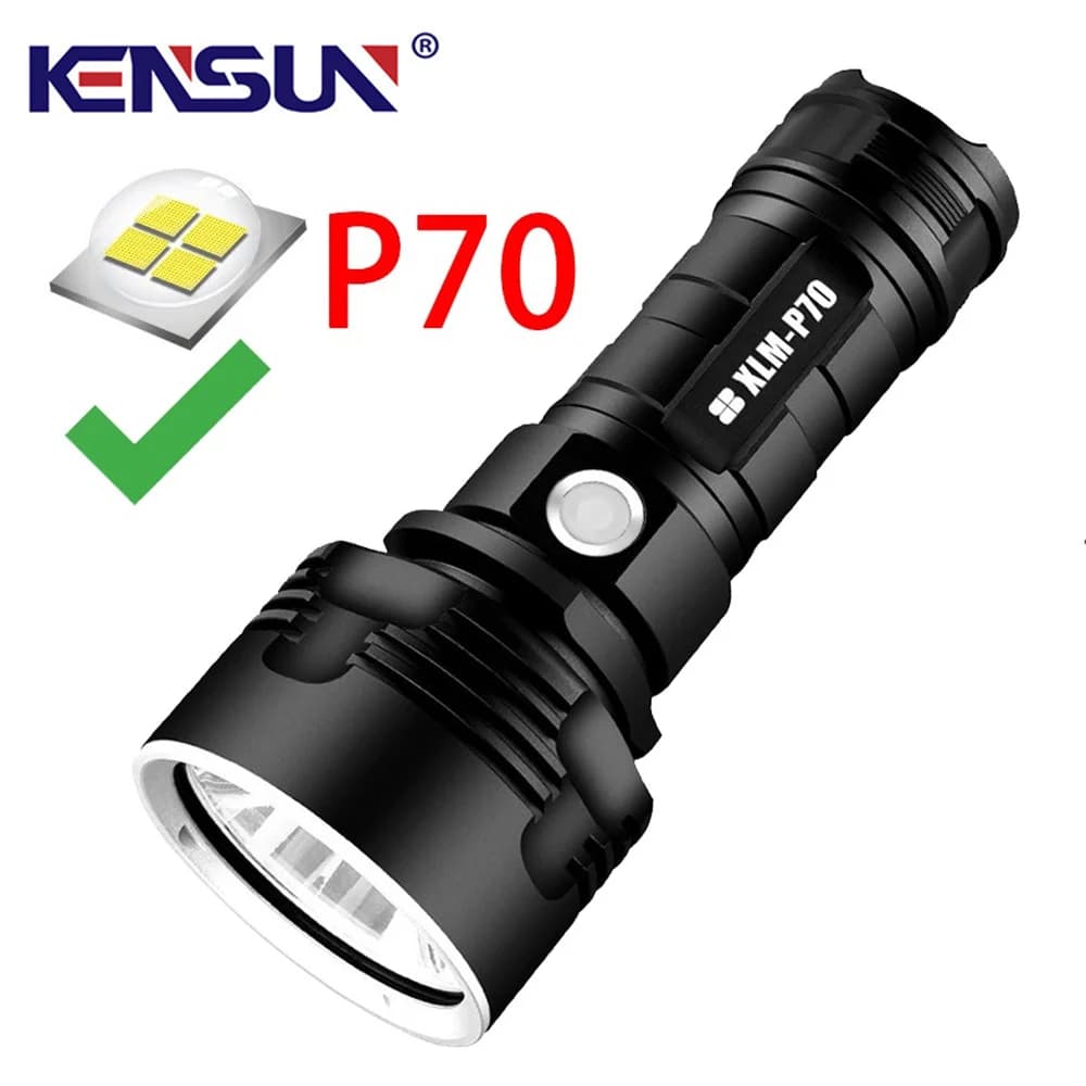 Lampe de poche LED haute puissance XHP70, torche tactique, lanterne Rechargeable par USB, étanche, l