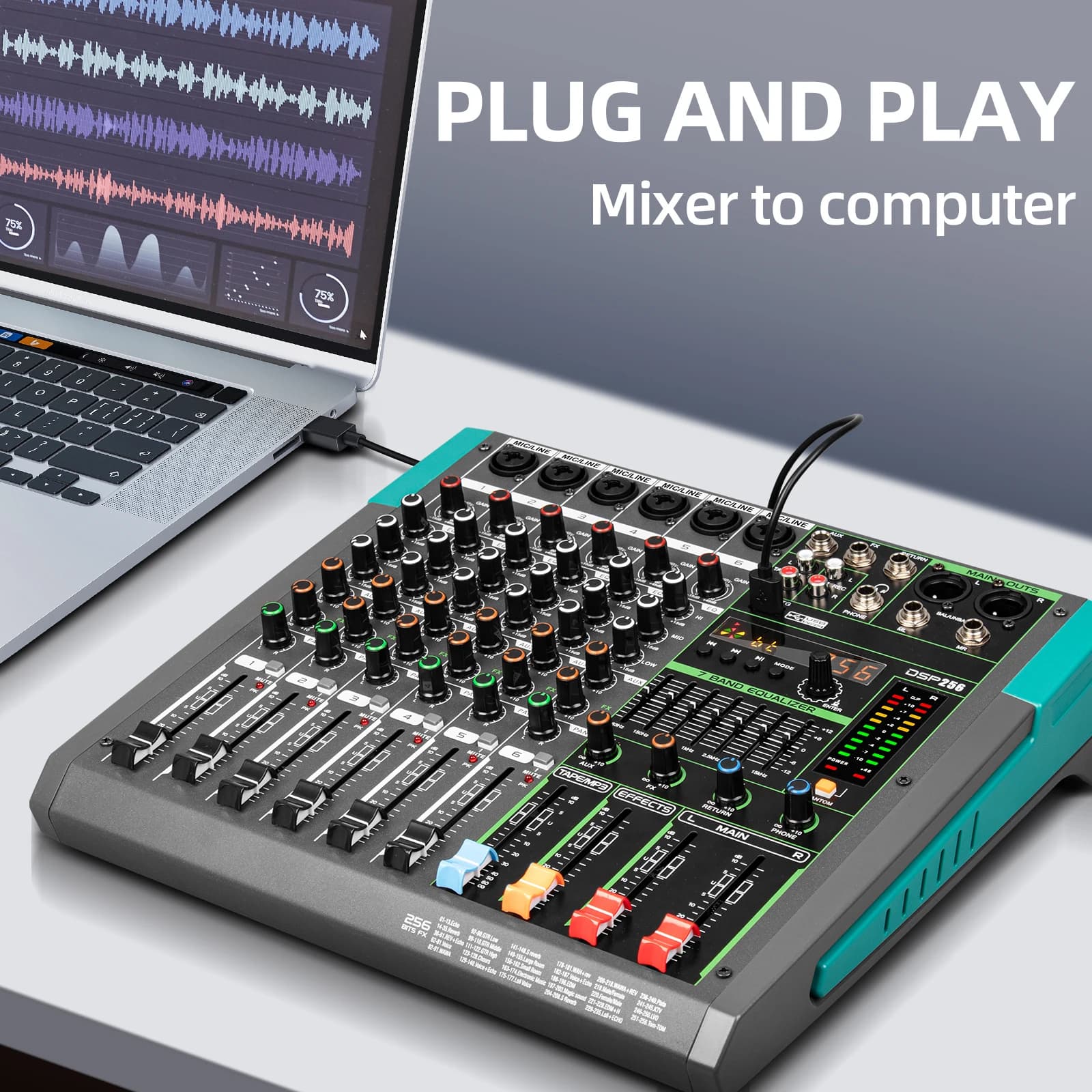 Console de mixage audio professionnelle Depusheng MG6, 6 canaux, table de mixage DJ, système d'inter