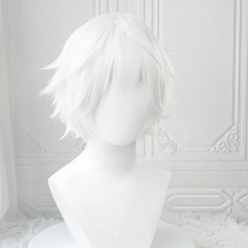 Perruques de Cosplay Anime Kaneki Ken, perruques courtes blanches moelleuses, Patch pour les yeux, c