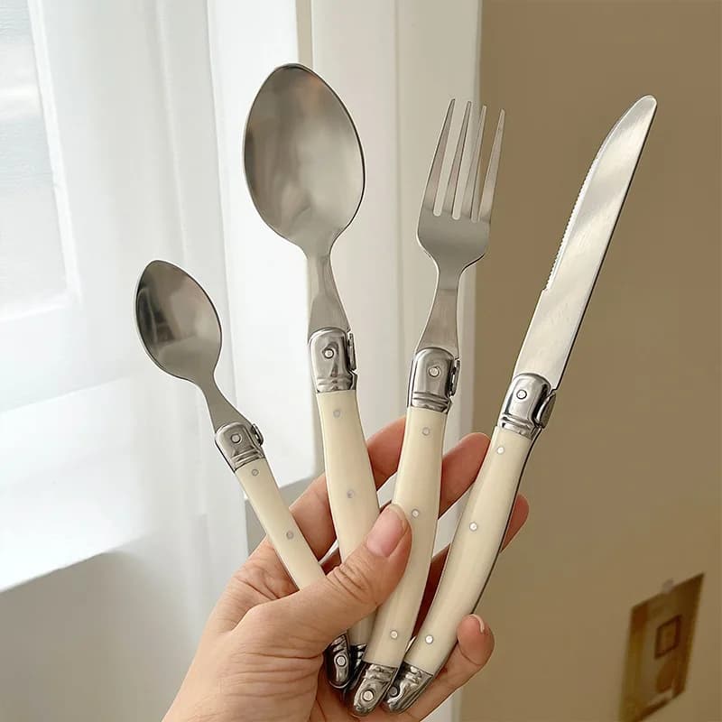 Laguiole – ensemble de couverts, couteau à Steak, fourchette, cuillère à dîner, cuillère à café, cou