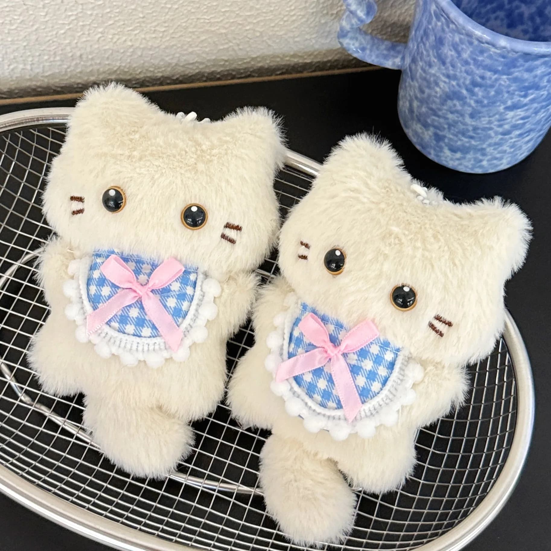 1/2 pièces mignon chaton en peluche presser pochette pendentif sac à dos porte-clés pendentif Couple