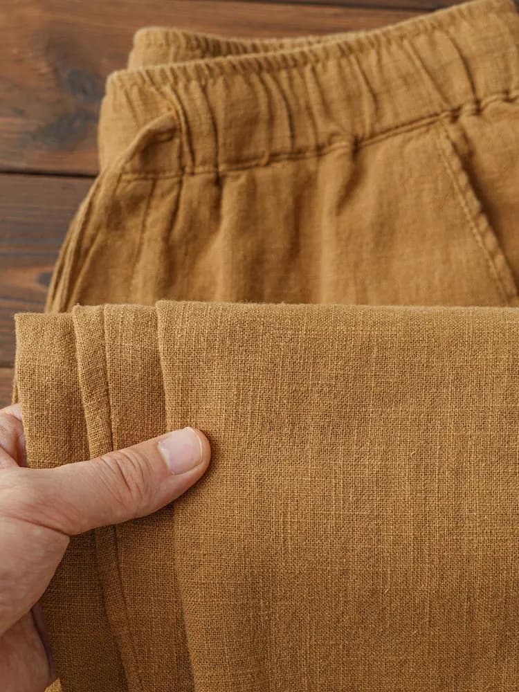 Pantalon Chino décontracté en coton et lin pour hommes, jambes larges, léger, Baggy, survêtement en 