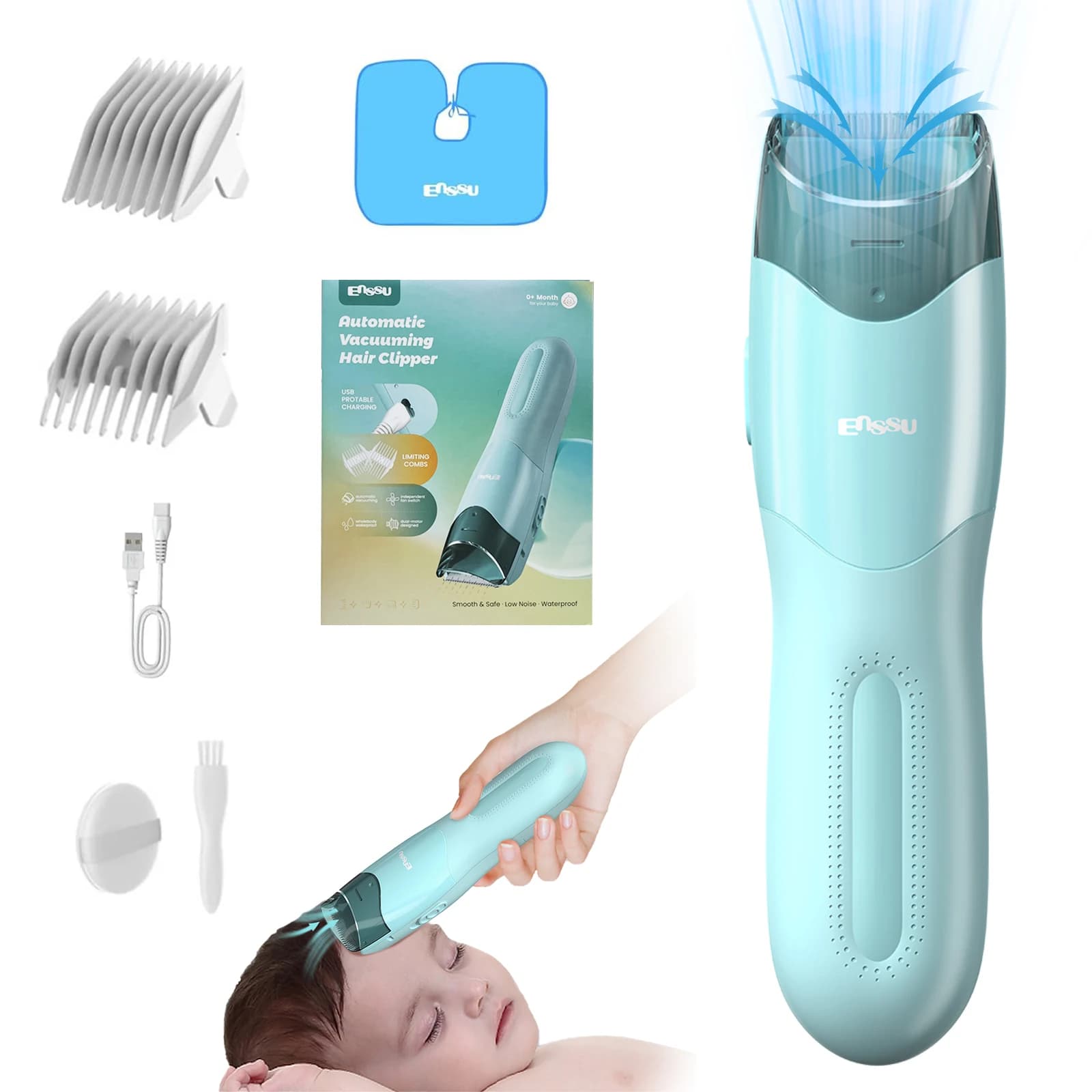 Tondeuses à cheveux sous vide pour enfants et hommes, Machine de coupe de cheveux sans fil Rechargea