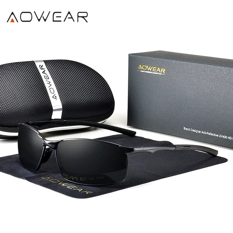 AOWEAR marque UV400 lunettes de soleil polarisées hommes femmes classique HD conduite en plein air l