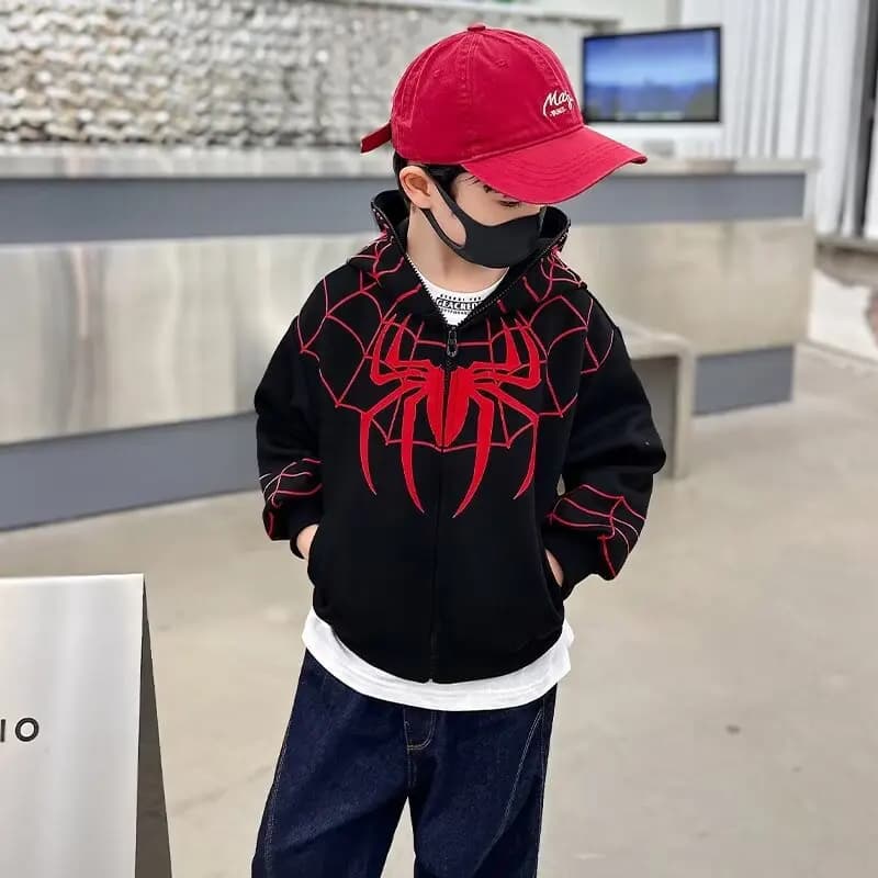 Spiderman veste printemps enfants garçons sweat à capuche dessin animé manteaux à glissière automne 