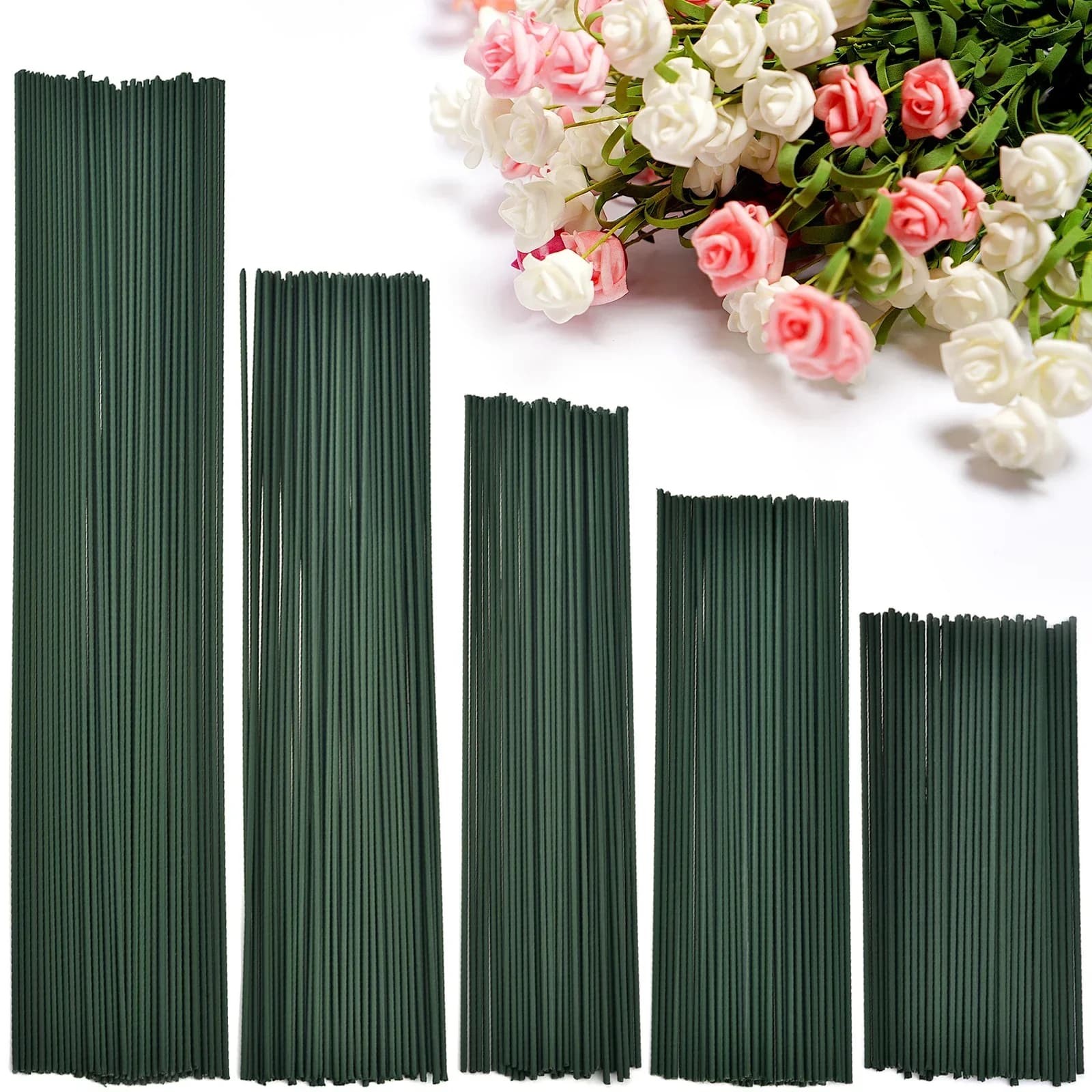 Tiges de fleurs vertes artificielles, 50 pièces, 15/20/25/30/40cm, matériel Floral, accessoires de t