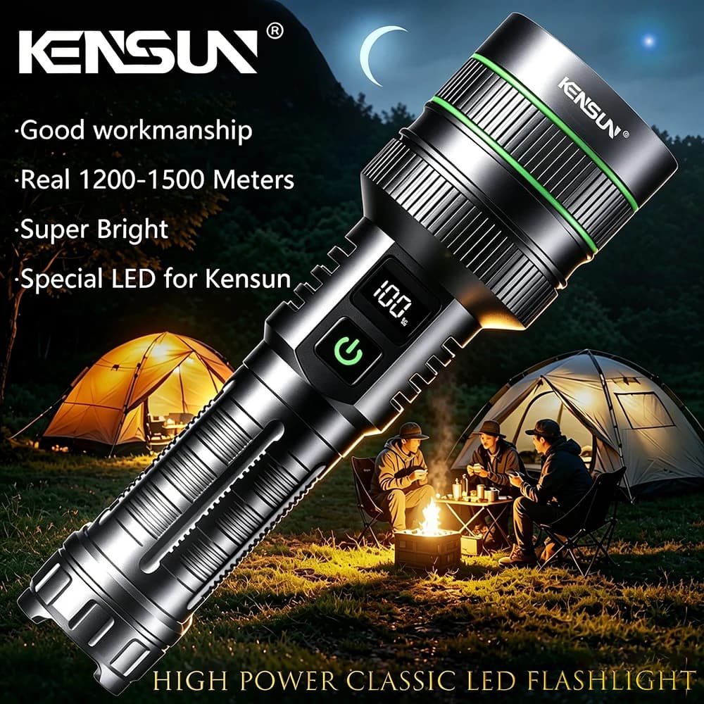 Torche tactique longue portée, lampe de poche LED haute puissance, Rechargeable par USB, lampe à lum