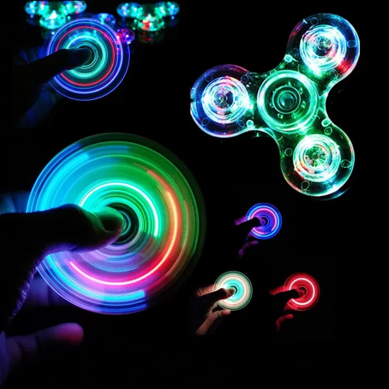 Fidget Spinner lumineux à lumière LED, briller dans la nuit, EDC Figet Spiner, jouets anti-Stress po