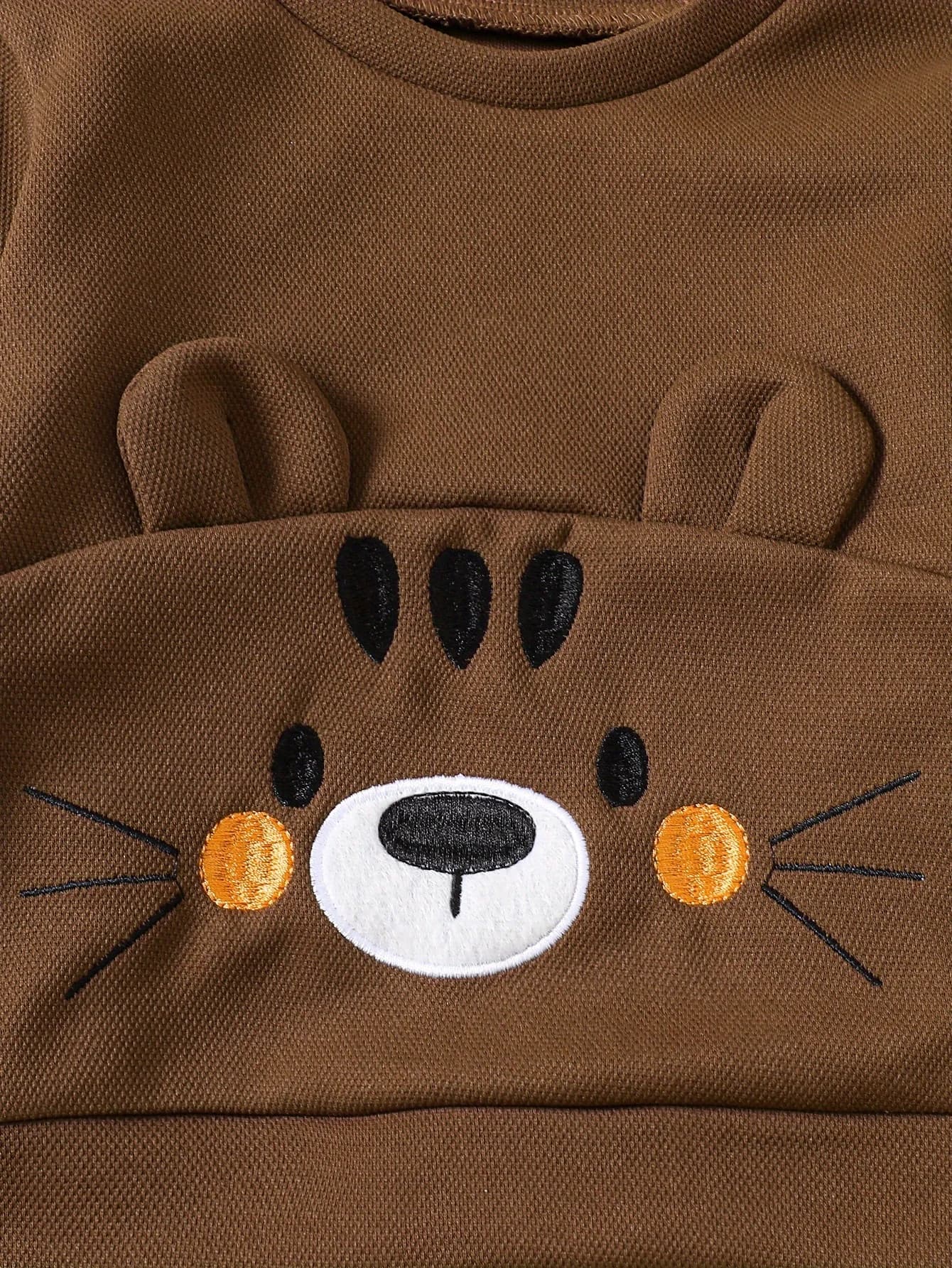 Ensemble deux pièces pour bébé et tout-petit : sweat-shirt tigre + pantalon de jogging rayé avec ore